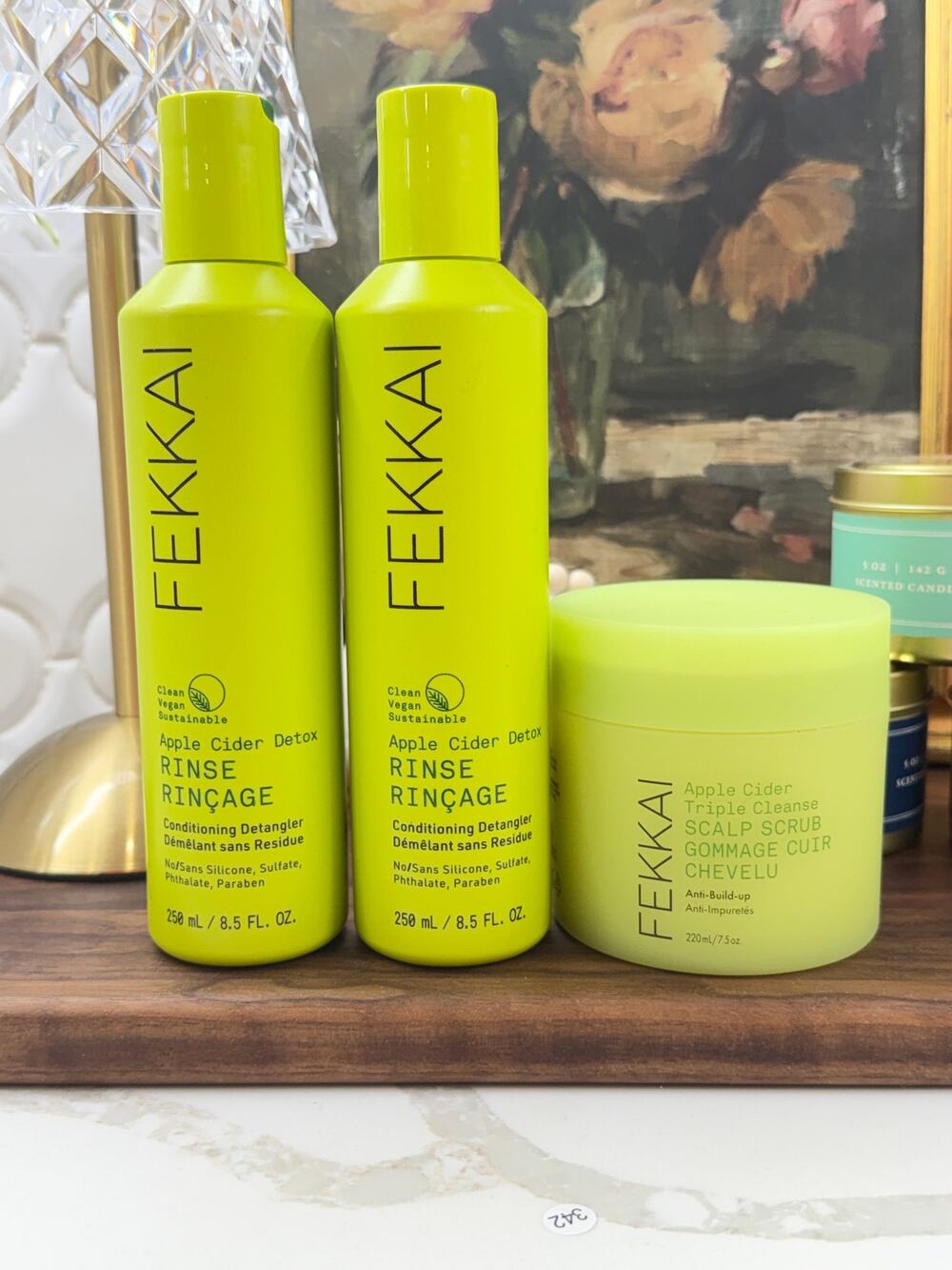 FEKKAI Apple Cider Detox Trio 2x Detangling Rinse 8.5oz & Scalp Scrub